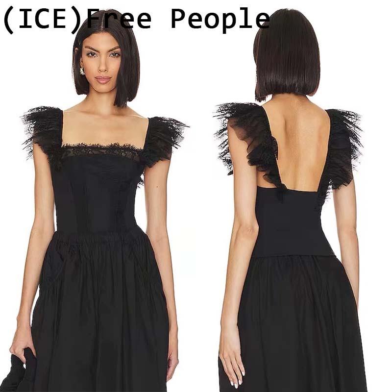 Ice买手店国内现货Free People上衣24新品蕾丝方领飞袖吊带背心图片