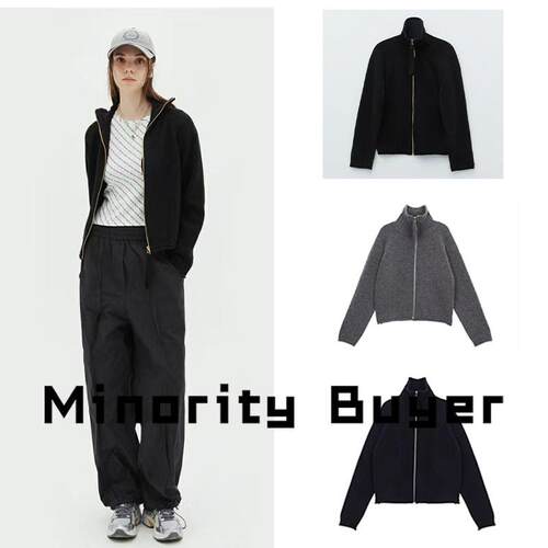 现货 买手店 Matin kim 学院风宽松高领字母拼色毛衣针织开衫外套