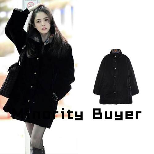 现货 买手店 EENK  韩素希同款复古印花双面穿高领鹅绒羽绒服