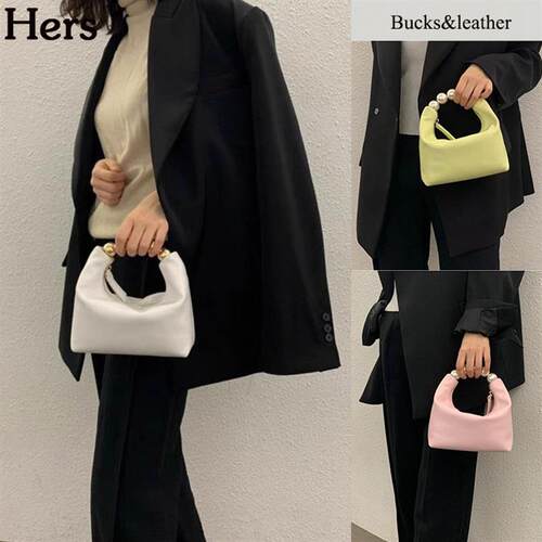 正品韩国Bucks leather手拿包24新款小羊皮珍珠小方包女