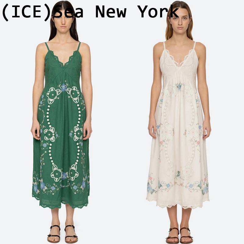 ice买手店正品Sea New York洋装25新款花卉蕾丝花边吊带V领长裙图片