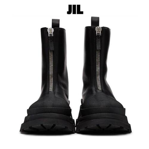 JIL 时尚纯色前置拉炼松糕底切短筒尔西靴 JIL BASH