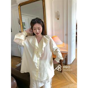 PRO 买手店 somnad 浅黄色荷叶领宽松衬衫 26春夏