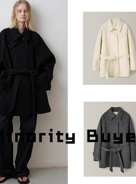 现货 买手店FACADE PATTERN 立领系带收腰大衣女中长版毛呢外套