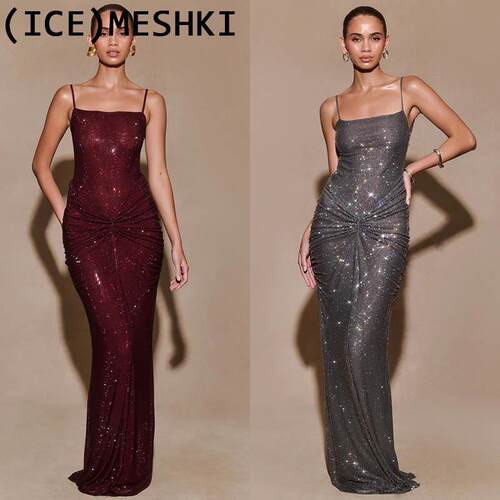 Ice买手店正品澳洲设计师品牌MESHKI连衣裙闪钻露背吊带礼服长裙