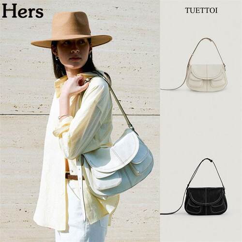 正品TUETTOI 品牌虞书欣同款牛皮缝线大容量单肩斜挎包女