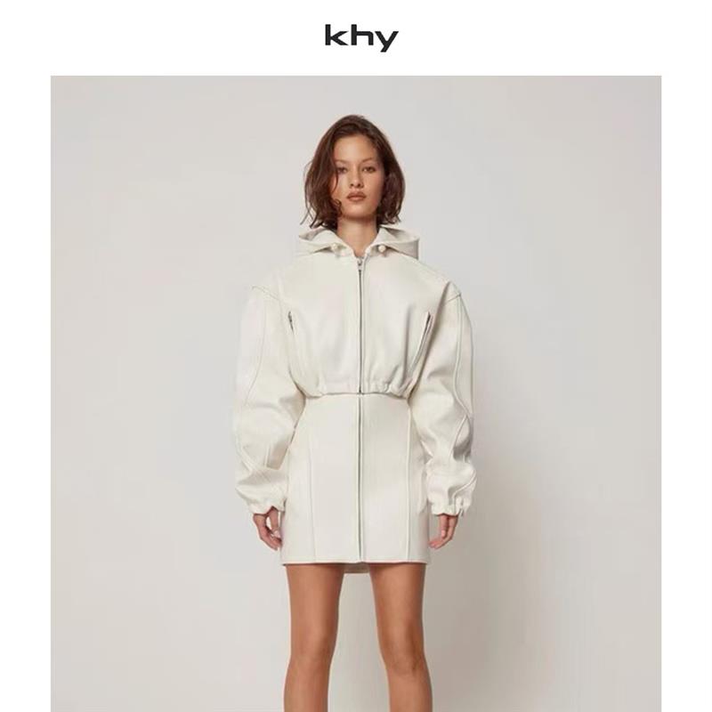 KHY 新款休闲风连帽拉炼修身收腰百搭夹克短外套女图片