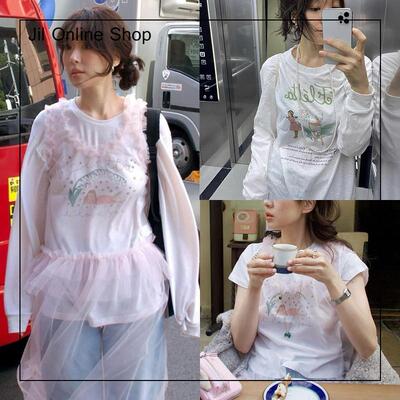 买手店折扣现货正品Fletta上衣24新款白色花朵女孩印花短袖T恤女