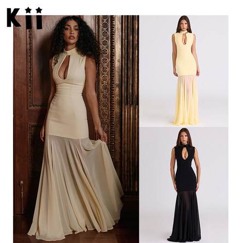 Kii买手店正品House of CB礼服25ss雪纺拼接长款连衣裙Raphaella
