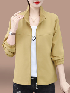 外套女2025新款春秋季薄款时尚中年妈妈防风休闲运动短款立领夹克