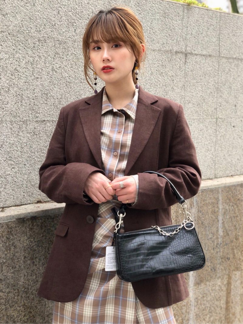 m家金晨同款亚麻混纺休闲小西服