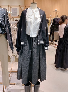 ZG1200~MO家 意大利進口！环保料/提花/显瘦 松紧腰打褶半裙