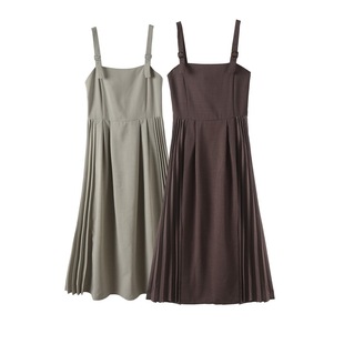 浪漫女神级 惹人回眸 高腰拼接百褶休闲吊带连衣裙 22秋 追单6次