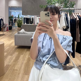 弹力立体感优雅肩部褶皱上衣衬衫 落肩设计 显高显瘦 sty1em1xer