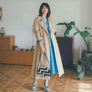 风衣外套 摩感英伦百搭翻驳领双排扣收腰中长款 追单16次 柔飒美学