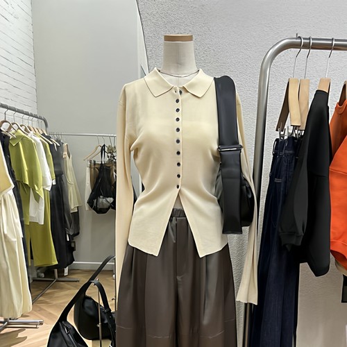 时髦知识分子 STY1EM1XER 【進口长丝黏胶】前后两穿POLO针织开衫