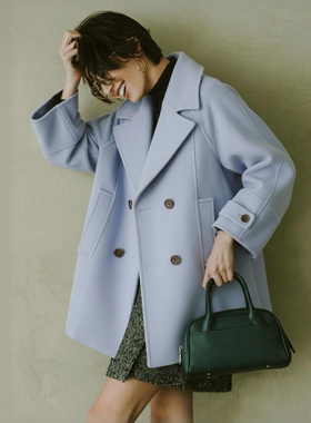 4.5W+F家 曼哈顿菁英感 琎口麦尔登高支高密71羊毛双排扣插肩大衣