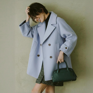 4.5W+F家 曼哈顿菁英感 琎口麦尔登高支高密71羊毛双排扣插肩大衣