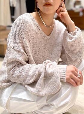 2.8w+g@llardaga1ante慵懒随性！客供琎口100%亚麻镂空套头针织衫