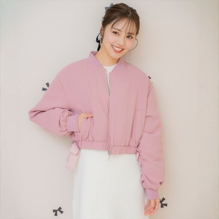 外套 下摆甜美蝴蝶结丝带设计棒球领棉服短款 1.5w will家人气款