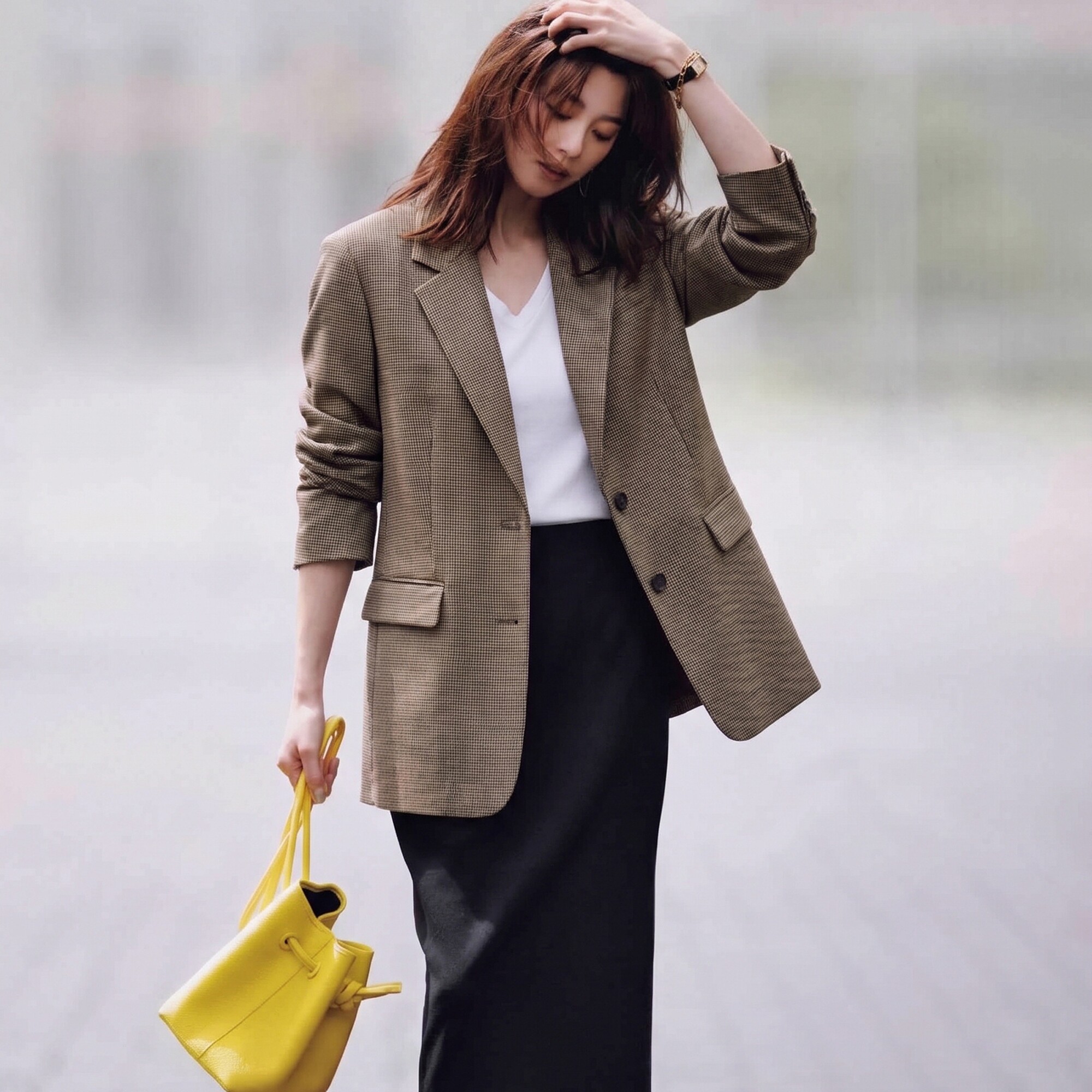 g1155~MO家超人气 高智菁英 通勤翻领两粒扣复古格纹西服西装外套