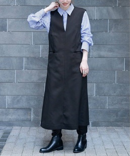 1en@旗下杂志款 搭配重头戏 清爽剪刀领 优雅百搭背心连衣裙