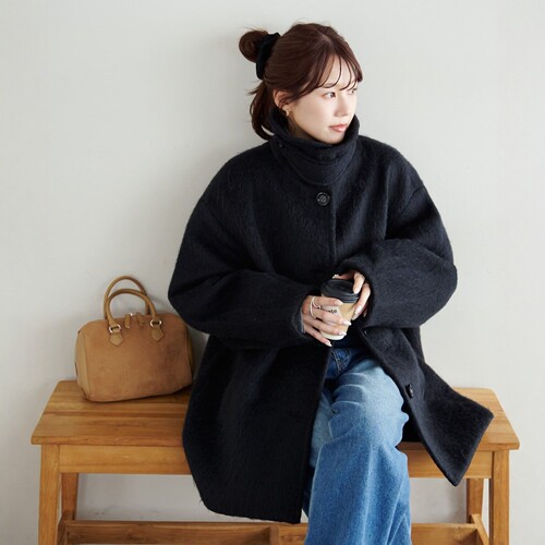 1.5w+DC家人气压轴款 立体丰盈绒感 翻/立2WAY领保暖毛呢大衣外套