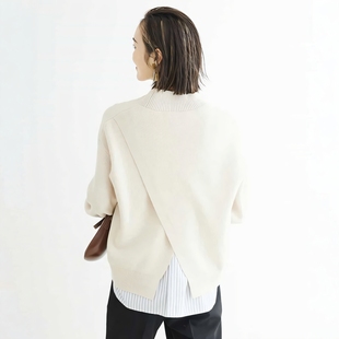 内搭背心 别致气质后背交叠开叉马卡龙色半高领针织衫 1.7w 高端