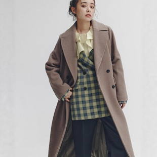 仅4件~千金线N家 客供琎口100羊毛切斯特翻领双排扣长款毛呢外套