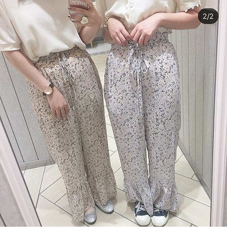 松紧腰碎花休闲大人爆款俏皮