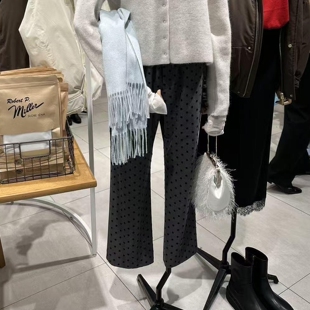 中缝线松紧腰百搭休闲直筒裤 客供来料吸湿发热机能 1en@ 追单6次