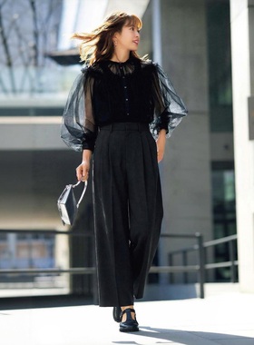 【舒适派~风行者】MO家 视觉拉腿！干爽抗皱高腰/显瘦/休闲阔腿裤