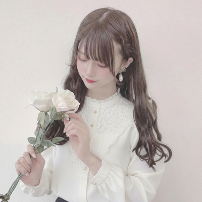 法式精致少女 F家 超人气 复古宫廷蕾丝珍珠扣优雅淑女百搭衬衫