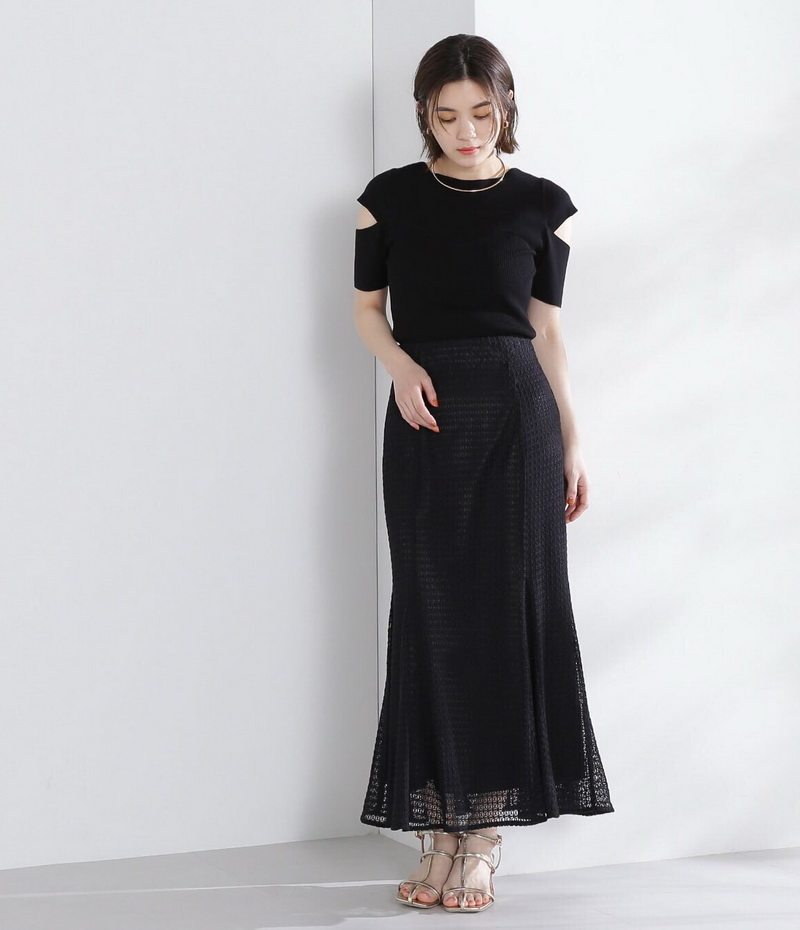 千金系N家 展现婀娜身姿 撩人鱼尾舒适高腰刺绣镂空蕾丝半身裙