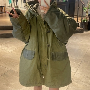 期待N3B终于上线!S家重磅碉堡 双材拼接 中长款夹棉连帽大衣棉服