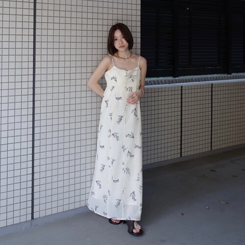 法式大女人 STY1EM1XER 慵懒嗲美 亚麻混纺拼接领口吊带连衣裙