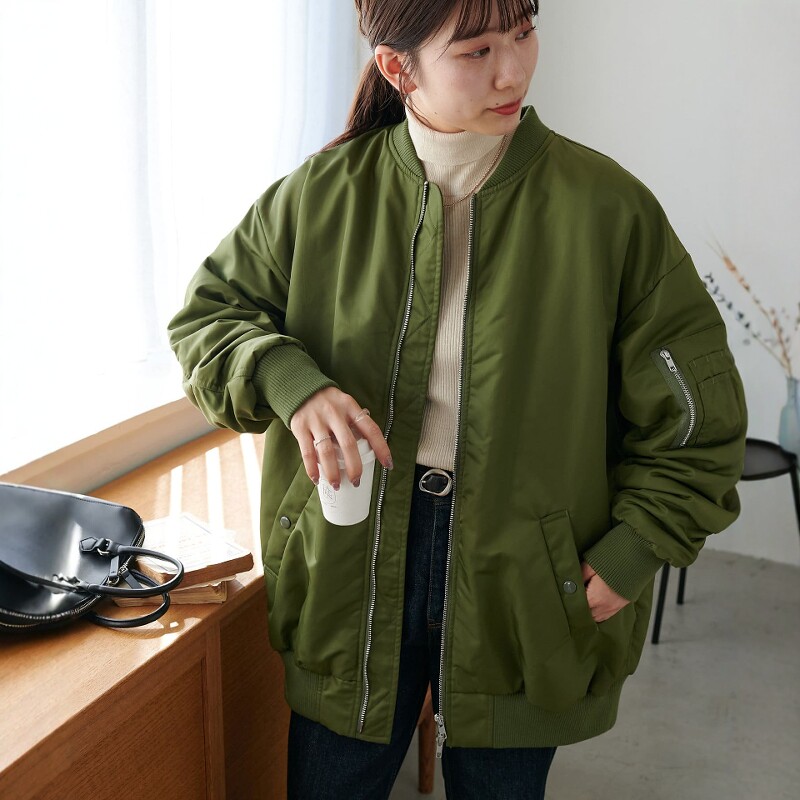 1.4w+DC家秋冬新款 薄棉服宽松双拉链头螺纹ma-1飞行夹克棉衣外套