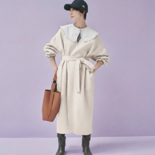 【巨折价】MO家升档次王炸款 匠心手缝 弧形门襟系带双面呢大衣