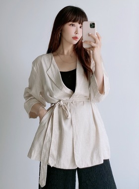 大人气爆款！Ch1co西服式衣 薄软亚麻清凉中袖西装外套