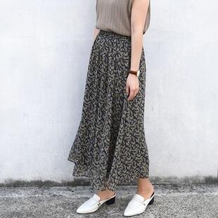 仅7条~1.4w+稀罕高端 精致通勤优雅佰搭植物印花松紧腰飘逸半身裙