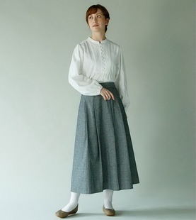 另一种美の儒雅！巴罗马织洗水麻棉 松紧腰百褶A字中长款半身裙