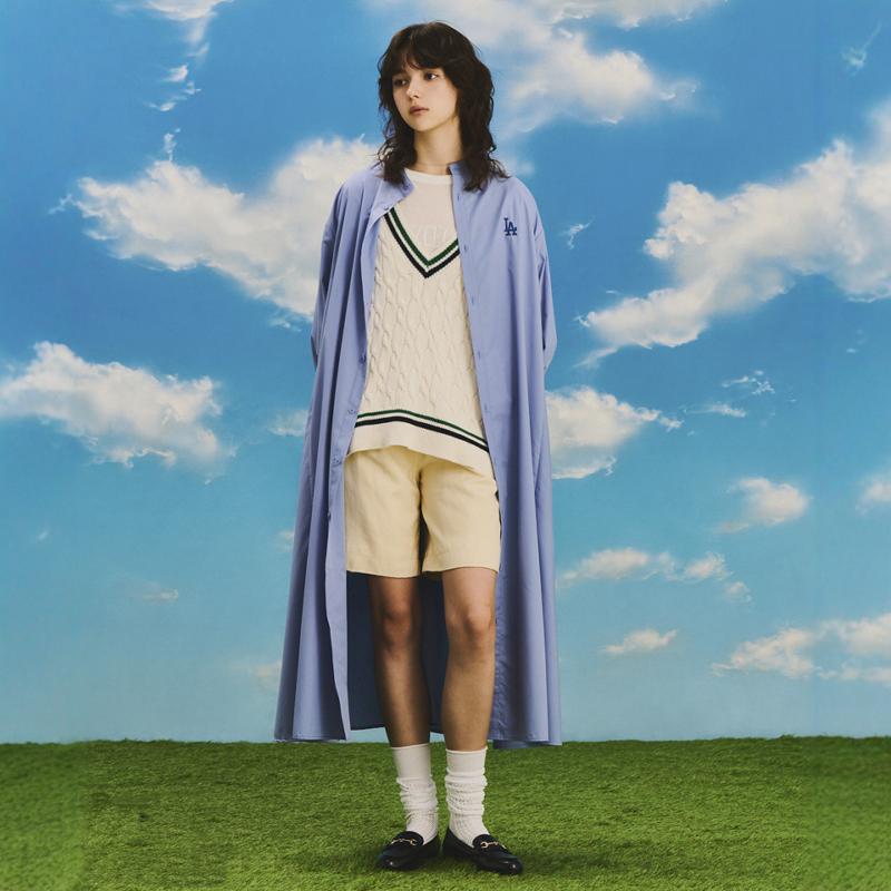 可拆卸飘带领宽松袍子衬衫连衣裙