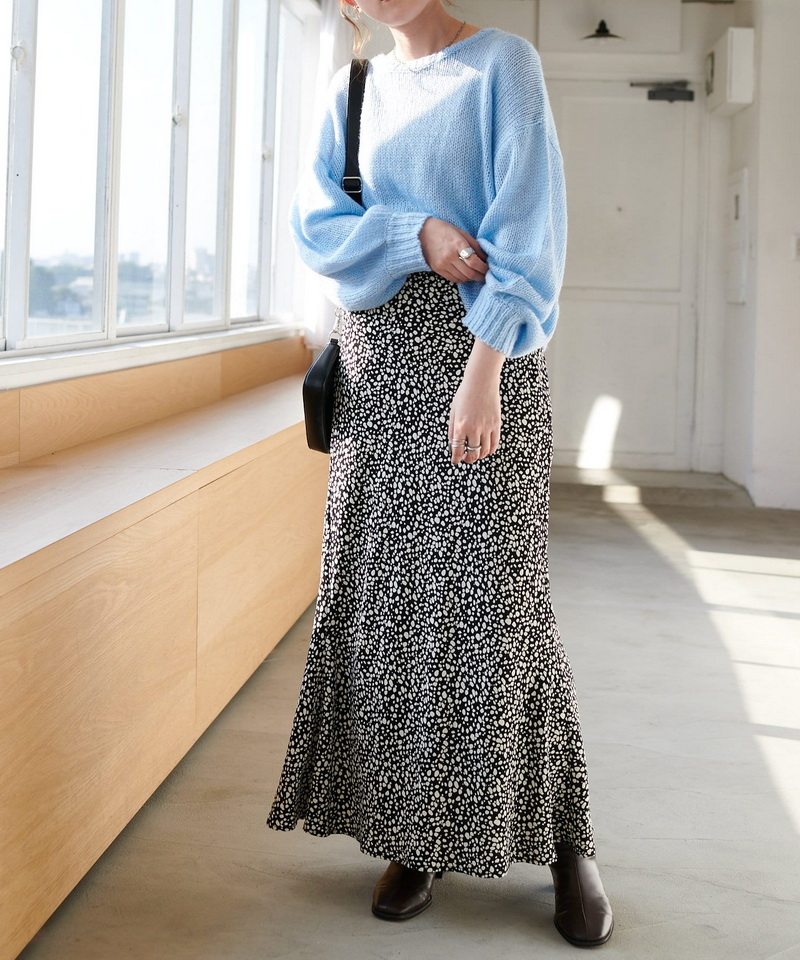 中长款波点鱼尾半身裙