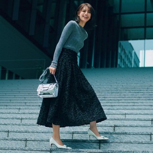 优雅感设计花瓣薄纱分段式 全方位美人 高腰半身裙 组Q家 代1400