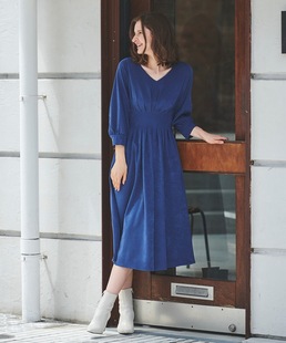 @nd 桃心领长袖 C0utue法式 捏褶宽腰线系带收腰 连衣裙 复古 1.4W