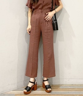 丨放风.亜麻裤丨LF+呼吸感畅快通勤 松紧高腰宽松直筒阔腿休闲裤