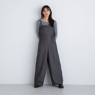 连体裤 搭遍一整季 折边方领收腰阔腿背带裤 减龄叠穿 千金线N家