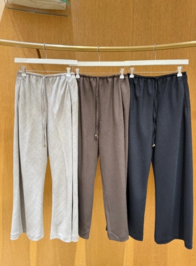 版型巨赞！MO 亚麻感自然风 CHAO显瘦大长腿通勤压褶抽绳休闲裤