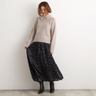 浪漫美裙！轻盈显瘦，搭配加分~松紧腰飘逸中长款百褶碎花半身裙