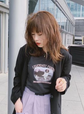 两粒扣深V无领亚麻西装外套